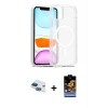 ieg™ iPhone 11 Kılıf Siluet Minimal Prime - Siyah Buffer Hayalet Cam Ekran Koruyucu + Pers Alüminyum Kamera Lens - LT