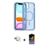 ieg™ iPhone 11 Kılıf Siluet Minimal Prime - Siyah Buffer Hayalet Cam Ekran Koruyucu + Pers Alüminyum Kamera Lens - GD