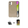 ieg™ iPhone 11 Kılıf Ufuk Serisi - Siyah Buffer Cam Ekran Koruyucu + Kamera Lens Koruma Cam - SF