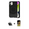 ieg™ iPhone 11 Kılıf Ufuk Serisi - Siyah Buffer Cam Ekran Koruyucu + Kamera Lens Koruma Cam - SF