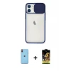 ieg™ iPhone 11 Kılıf Vadi Çizgi - Siyah Buffer Cam Ekran Koruyucu + Neon Fosforlu Kamera Lens - TU