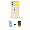 ieg™ iPhone 11 Kılıf Vadi Çizgi - Siyah Buffer Cam Ekran Koruyucu + Neon Fosforlu Kamera Lens - TU