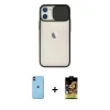 ieg™ iPhone 11 Kılıf Vadi Çizgi - Siyah Buffer Cam Ekran Koruyucu + Neon Fosforlu Kamera Lens - TU