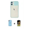 ieg™ iPhone 11 Kılıf Vadi Çizgi - Siyah Buffer Cam Ekran Koruyucu + Neon Fosforlu Kamera Lens - TU