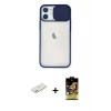 ieg™ iPhone 11 Kılıf Vadi Çizgi - Siyah Buffer Cam Ekran Koruyucu + Renkli Kamera Lens Koruma Cam - PE