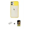 ieg™ iPhone 11 Kılıf Vadi Çizgi - Siyah Buffer Cam Ekran Koruyucu + Renkli Kamera Lens Koruma Cam - PE