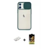 ieg™ iPhone 11 Kılıf Vadi Çizgi - Siyah Buffer Cam Ekran Koruyucu + Renkli Kamera Lens Koruma Cam - PE