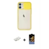ieg™ iPhone 11 Kılıf Vadi Çizgi - Siyah Buffer Hayalet Cam Ekran Koruyucu + Renkli Kamera Lens Koruma Cam - SI