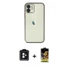 ieg™ iPhone 11 Kılıf Vadi Minimal - Siyah Buffer Cam Ekran Koruyucu + PVD Metal Kamera Lens - YL