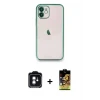 ieg™ iPhone 11 Kılıf Vadi Minimal - Siyah Buffer Cam Ekran Koruyucu + PVD Metal Kamera Lens - YL