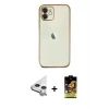 ieg™ iPhone 11 Kılıf Vadi Minimal - Siyah Buffer Cam Ekran Koruyucu + Raze Metal Kamera Lens - GS