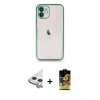ieg™ iPhone 11 Kılıf Vadi Minimal - Siyah Buffer Cam Ekran Koruyucu + Raze Metal Kamera Lens - GS