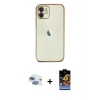 ieg™ iPhone 11 Kılıf Vadi Minimal - Siyah Buffer Hayalet Cam Ekran Koruyucu + Pers Alüminyum Kamera Lens - GI