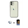 ieg™ iPhone 11 Kılıf Vadi Minimal - Siyah Buffer Hayalet Cam Ekran Koruyucu + Pers Alüminyum Kamera Lens - GI