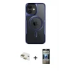 ieg™ iPhone 11 Kılıf Yadigar Klasik Özel Seri - Siyah 34D Hayalet Izgaralı Cam + Pers Alüminyum Kamera Lens - GD