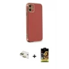 ieg™ iPhone 11 Kılıf Yankı Serisi - Siyah Buffer Cam Ekran Koruyucu + Pers Alüminyum Kamera Lens - GD