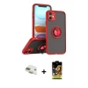ieg™ iPhone 11 Kılıf Yörünge Çizgi - Siyah Buffer Cam Ekran Koruyucu + Pers Alüminyum Kamera Lens - GD