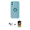 ieg™ iPhone 11 Kılıf Yörünge Çizgi - Siyah Buffer Cam Ekran Koruyucu + Pers Alüminyum Kamera Lens - LT