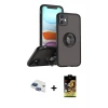 ieg™ iPhone 11 Kılıf Yörünge Çizgi - Siyah Buffer Cam Ekran Koruyucu + Pers Alüminyum Kamera Lens - LT