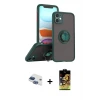 ieg™ iPhone 11 Kılıf Yörünge Çizgi - Siyah Buffer Cam Ekran Koruyucu + Pers Alüminyum Kamera Lens - LT
