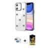 ieg™ iPhone 11 Kılıf Yörünge Form - Siyah Buffer Cam Ekran Koruyucu + Pers Alüminyum Kamera Lens - GI
