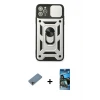 ieg™ iPhone 11 Pro Kılıf Ahenk Klasik - Siyah 34D Izgaralı Cam + Shine Kamera Lens Koruma Cam - GI