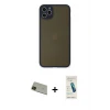 ieg™ iPhone 11 Pro Max Kılıf Ahenk Çizgi Serisi - Şeffaf Pasifik Cam Ekran Koruyucu + Rainbow Kamera Lens Koruma Cam - YL