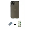 ieg™ iPhone 11 Pro Max Kılıf Ahenk Çizgi Serisi - Siyah 20D Premium Cam Ekran Koruyucu + Shine Kamera Lens Koruma Cam - GI