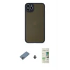 ieg™ iPhone 11 Pro Max Kılıf Ahenk Çizgi Serisi - Siyah 20D Premium Cam Ekran Koruyucu + Shine Kamera Lens Koruma Cam - GI