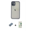 ieg™ iPhone 11 Pro Max Kılıf Ahenk Çizgi Serisi - Siyah 20D Premium Cam Ekran Koruyucu + Shine Kamera Lens Koruma Cam - GI