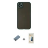 ieg™ iPhone 11 Pro Max Kılıf Ahenk Çizgi Serisi - Siyah 6D Mat Seramik Hayalet Nano Ekran Koruyucu + Metal Kamera Lens Koruma Cam - MR