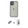 ieg™ iPhone 11 Pro Max Kılıf Ahenk Çizgi Serisi - Siyah 6D Mat Seramik Hayalet Nano Ekran Koruyucu + Metal Kamera Lens Koruma Cam - MR