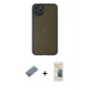 ieg™ iPhone 11 Pro Max Kılıf Ahenk Çizgi Serisi - Siyah 6D Mat Seramik Hayalet Nano Ekran Koruyucu + Metal Kamera Lens Koruma Cam - MR