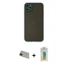 ieg™ iPhone 11 Pro Max Kılıf Ahenk Çizgi Serisi - Siyah Polymer Nano Ekran Koruyucu + Rainbow Kamera Lens Koruma Cam - YL
