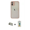 ieg™ iPhone 11 Pro Max Kılıf Ahenk Çizgi Serisi - Siyah Polymer Nano Ekran Koruyucu + Rainbow Kamera Lens Koruma Cam - YL