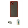ieg™ iPhone 11 Pro Max Kılıf Ahenk Çizgi Serisi - Siyah Polymer Nano Ekran Koruyucu + Rainbow Kamera Lens Koruma Cam - YL