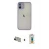 ieg™ iPhone 11 Pro Max Kılıf Ahenk Çizgi Serisi - Siyah Polymer Nano Ekran Koruyucu + Rainbow Kamera Lens Koruma Cam - YL