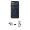 ieg™ iPhone 11 Pro Max Kılıf Ahenk Klasik - Şeffaf Pasifik Cam Ekran Koruyucu + Pers Alüminyum Kamera Lens - LT