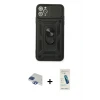 ieg™ iPhone 11 Pro Max Kılıf Ahenk Klasik - Şeffaf Pasifik Cam Ekran Koruyucu + Pers Alüminyum Kamera Lens - LT
