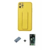 ieg™ iPhone 11 Pro Max Kılıf Akış Doku - Şeffaf 360 Full Body Arka Koruyucu + Shine Kamera Lens Koruma Cam - MI