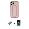 ieg™ iPhone 11 Pro Max Kılıf Akış Doku - Şeffaf 360 Full Body Arka Koruyucu + Shine Kamera Lens Koruma Cam - MI