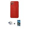 ieg™ iPhone 11 Pro Max Kılıf Akış Doku - Siyah 34D Izgaralı Cam + Pers Alüminyum Kamera Lens - LT