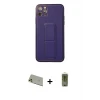 ieg™ iPhone 11 Pro Max Kılıf Akış Doku - Siyah Joko Magic 5D Hayalet Cam + Rainbow Kamera Lens Koruma Cam - GD