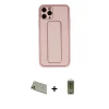 ieg™ iPhone 11 Pro Max Kılıf Akış Doku - Siyah Joko Magic 5D Hayalet Cam + Rainbow Kamera Lens Koruma Cam - GD