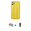 ieg™ iPhone 11 Pro Max Kılıf Akış Doku - Siyah Joko Magic 5D Hayalet Cam + Rainbow Kamera Lens Koruma Cam - GD