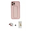 ieg™ iPhone 11 Pro Max Kılıf Akış Doku - Siyah Mat Seramik Nano Ekran Koruyucu + Pers Alüminyum Kamera Lens - KI
