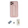 ieg™ iPhone 11 Pro Max Kılıf Akış Doku - Siyah Mat Seramik Nano Ekran Koruyucu + Shine Kamera Lens Koruma Cam - SH