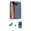 ieg™ iPhone 11 Pro Max Kılıf Eksen Form Prime - Siyah 18D Cam Ekran Koruyucu + Shine Kamera Lens Koruma Cam - PE