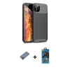 ieg™ iPhone 11 Pro Max Kılıf Eksen Form Prime - Siyah 18D Cam Ekran Koruyucu + Shine Kamera Lens Koruma Cam - GI