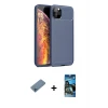 ieg™ iPhone 11 Pro Max Kılıf Eksen Form Prime - Siyah 34D Izgaralı Cam + Shine Kamera Lens Koruma Cam - MI